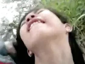 Korean beauty moans in ecstasy during outdoor encounter